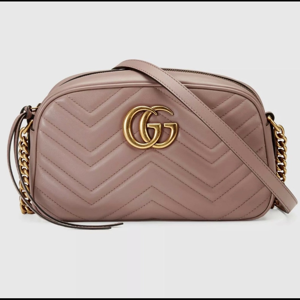 GUCCI GG Marmont Matelassé Crossbody Bag DustyPink